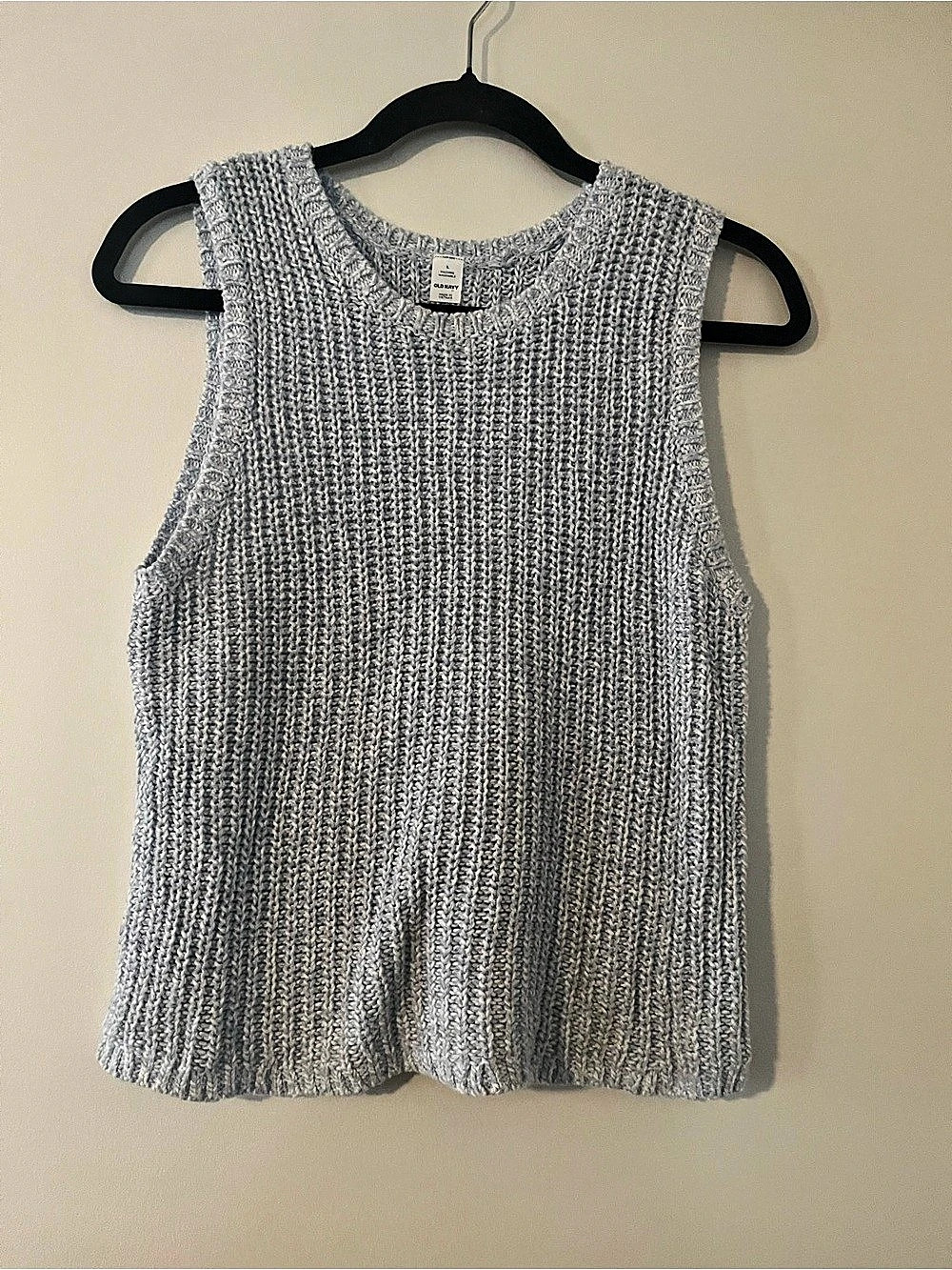 NWT Old Navy Blue Chunky Sleeveless Knit Sweater Top Large Coastal Preppy Beach